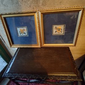VINTAGE PAIR ELEPHANT WALL PICTURES.